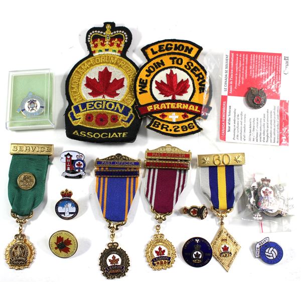 Lot of 19x Royal Canadian Legion Medals, Patches, and Pins. Please see description for more informat