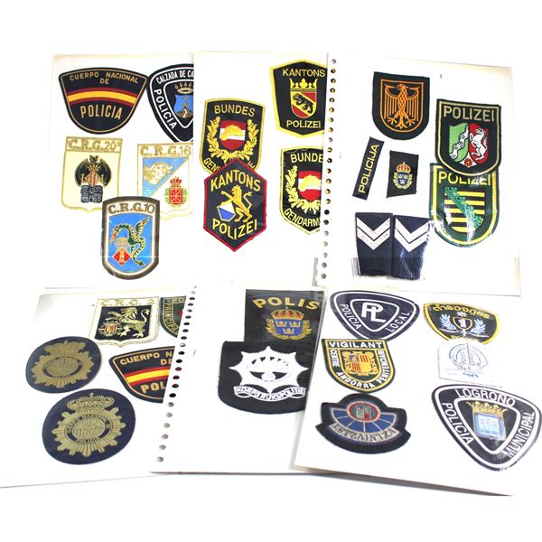 Lot of 49x Assorted European Police Patches and Badges. Includes Regional Police Patches, Bosnian Po