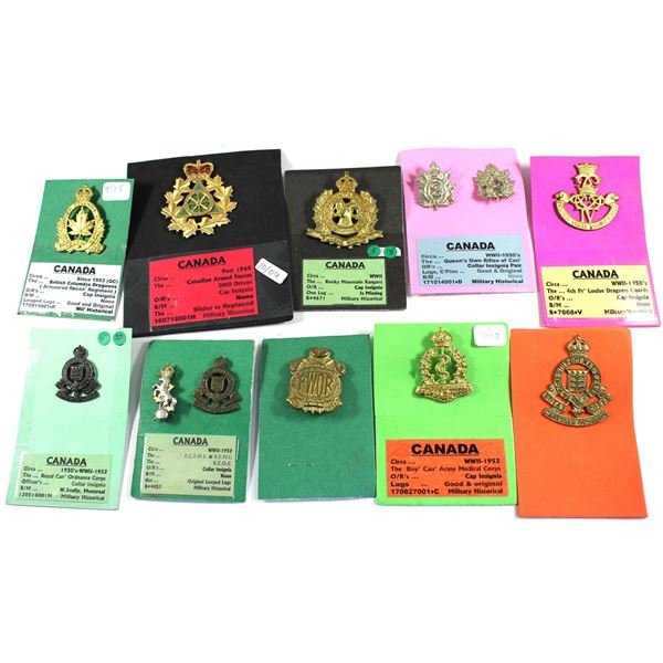 Lot of 12x Canadian Forces Military Badges. Includes Princess Louise Dragoon Guards Badge, Royal Can