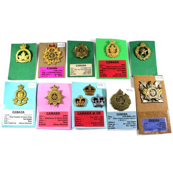 Lot of 12x Canadian Forces Military Badges. Includes Royal Canadian Army Cadets, Civilian Driver, Th