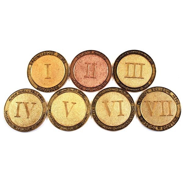 Lot of 7x Olympic Souvenir Medallions. Geographic, Motifs, Early Canadian Sports, Track and Field Ev