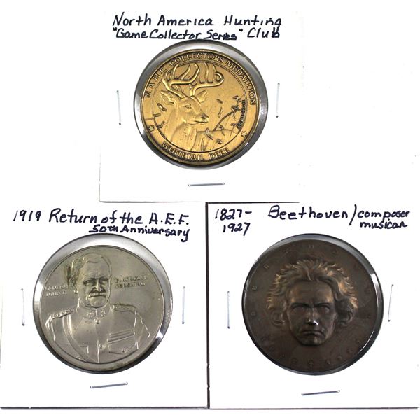 Lot of 3x Commemorative Tokens. Including 1827-1927 Beethoven Composer and Musician, 1919 Return of 