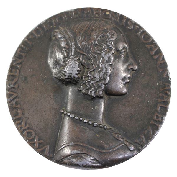 Italy 1468-1488 Giovanna degli Albizzi Tornabuoni Commissioned Medallion by Husband Lorenzo Tornabuo