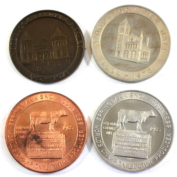 Lot of 4x Woodstock ON Coin Club Tokens. Includes 2x World's Champion Lifetime Butterfat Producer Co