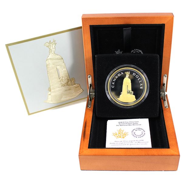 2018 Canada $1 Renewed Silver Dollar: The National War Memorial (Tax Exempt) Minor imperfections suc