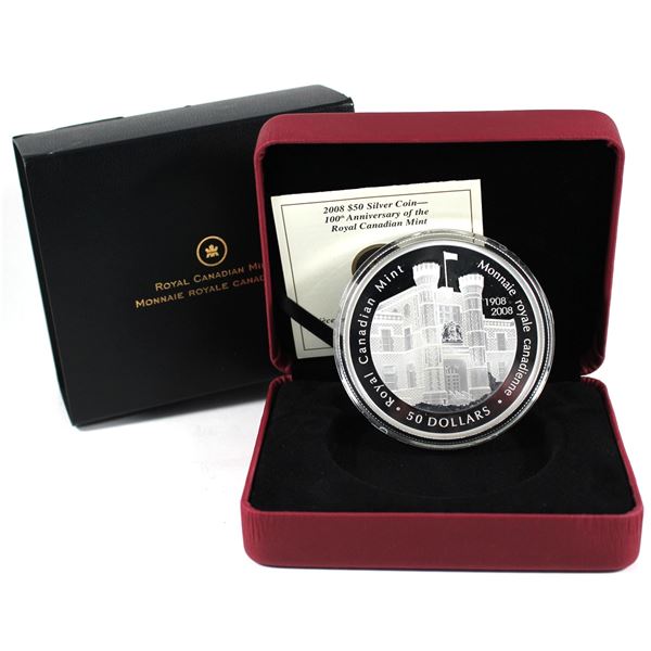 2008 Canada $50 Royal Canadian Mint Centennial 5oz. Fine Silver (No Tax)