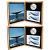 Image 1 : Lot of 2x 2010 Canada $10 Blue Whale Sterling Silver Coin and Stamp Set. One coin is toned, one slee