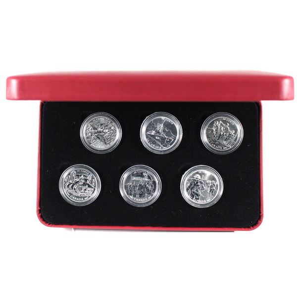 2005 Canada 50-cent Battle of Britain 6-coin Sterling Silver Set. Outer cardboard sleeve is worn. Ca