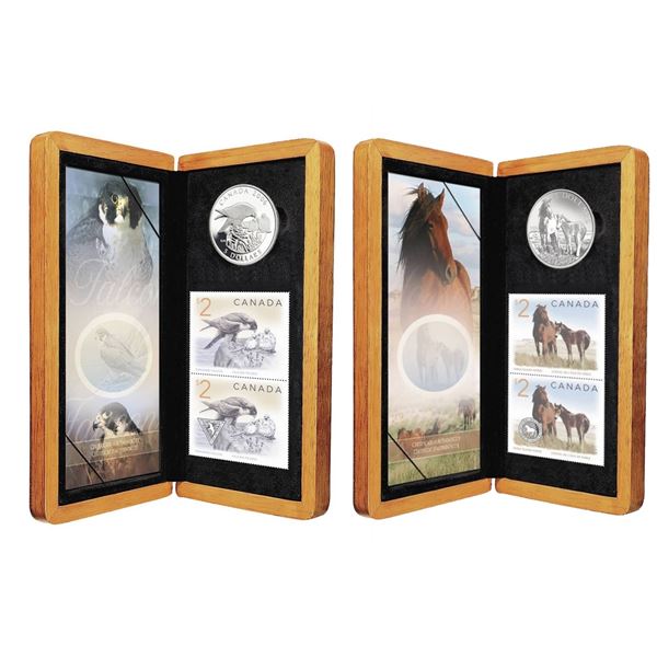 Lot of 2x 2006 Canada $5 Fine Silver Coin and Stamp Sets. Includes Sable Island Horse and Foal, and 