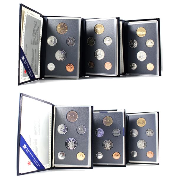 Lot of 6x 1988-1996 Canada Specimen Sets. Includes 1988, 1989, 1992, 1993, 1995, and 1996. Coins are
