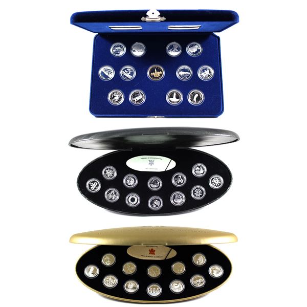 Lot of 3x 1992, 1999 & 2000 Canada 25-Cent Sterling Silver 12 Coin Sets. Includes 1992 Provinces Set