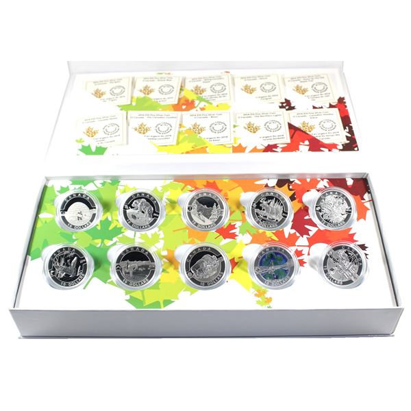 2014 O Canada $10 10-Coin Set with Deluxe Box (No Tax) Comes with all coins in the series! Some caps