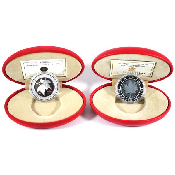 Lot of 2x 2001 & 2005 Canada $5 Fine Silver Holographic Blessings Coins. Includes 2001 Maple of Good