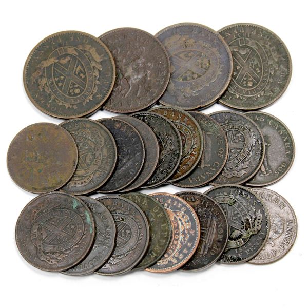 Lot of 21x Mixed Estate Lot of Copper Bank Tokens 1800's. Please view the image for more detail.