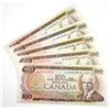 Image 1 : Interesting set of 1975 $100 BC-52a-i AJA to AJL prefix Canada Notes, all different prefix letters. 