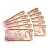 Image 1 : Interesting set of 1974 $2 BC-47a-i Canada Notes, all different prefix letters. Uncirculated. 10pcs