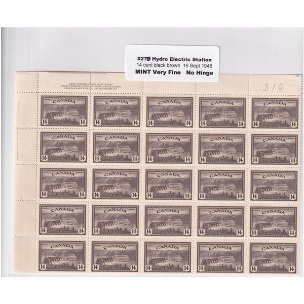 #270 1946 14-cent Hydro Electric Station black brown, Mint No Hinge VF . please view image for detai