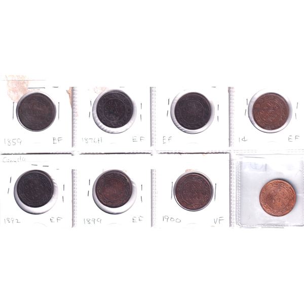 Lot of 8x 1859-1908 Canada large cents. 8pcs