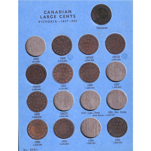 1859-1919 Canada Large Cents in vintage Whitman album. You will receive 32 coins dated between 1859-