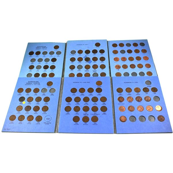 1920-1980 Canada small cents in vintage Whiteman albums. You will receive 97  coins dated between 19