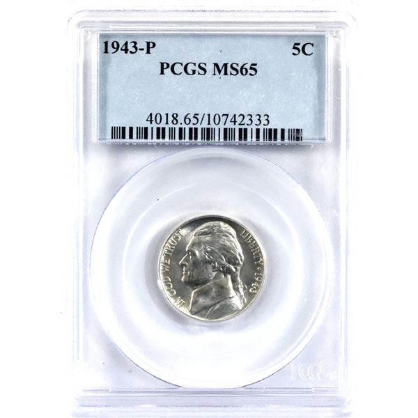 1943P USA Nickel PCGS Certified MS-65