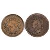 Image 2 : Pair of tokens: Bas- Canada (Montreal) Flowers token & 1832 Nova Scotia 1/2 penny. 2pcs