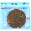 Image 1 : 1840 Nova Scotia Penny Token CH# NS2C1 BR# 873 CCCS Certified VF-30.