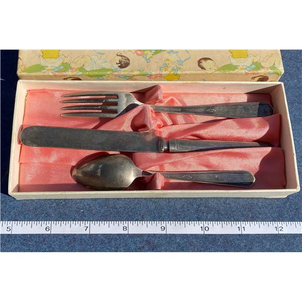 Oneida Rogers Babies Knife + Fork + Spoon Set