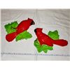 Image 1 : TWO CARDINAL CHALKWARE BIRDS