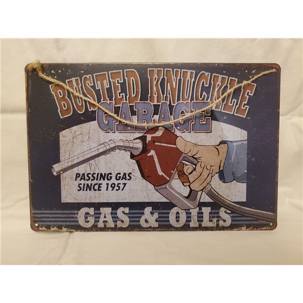 BUSTED KNUCKLE GARAGE TIN SIGN