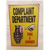 Image 1 : COMPLAINT DEPARTMENT TIN SIGN