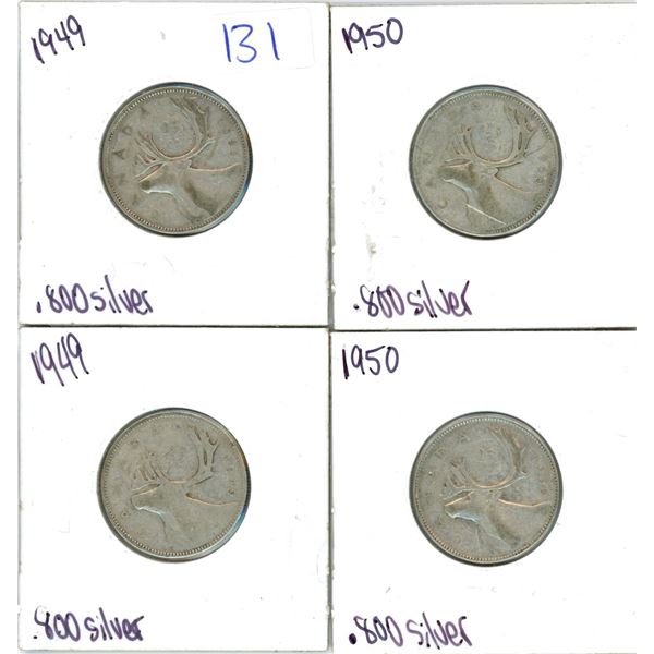 Lot of 4 .800 silver quarters 25¢ coins