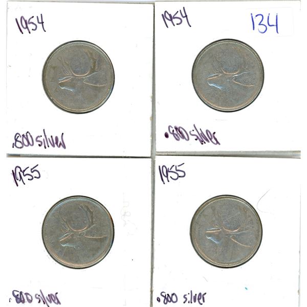 Lot of 4 .800 silver quarters 25¢ coins