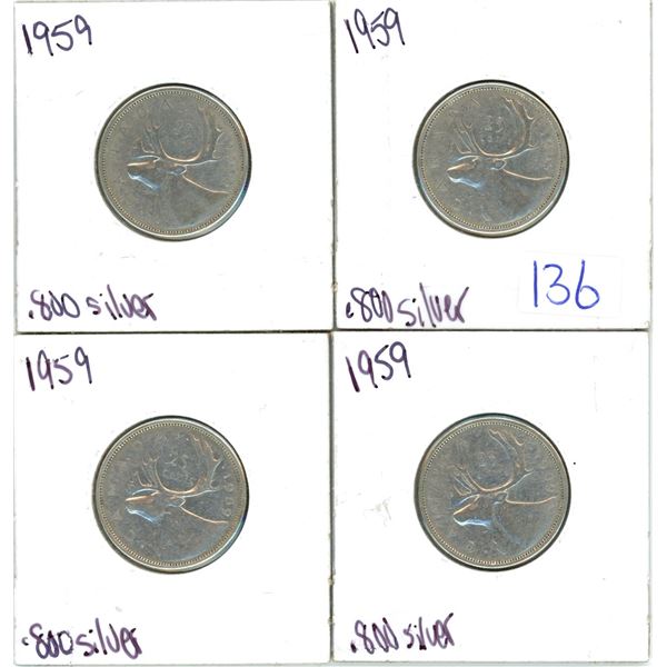 Lot of 4 .800 silver quarters 25¢ coins