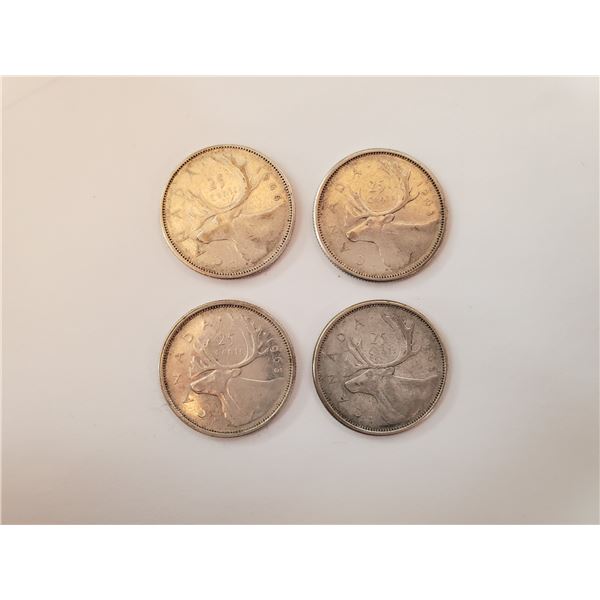 Lot of 4 .800 silver quarters 25¢ coins