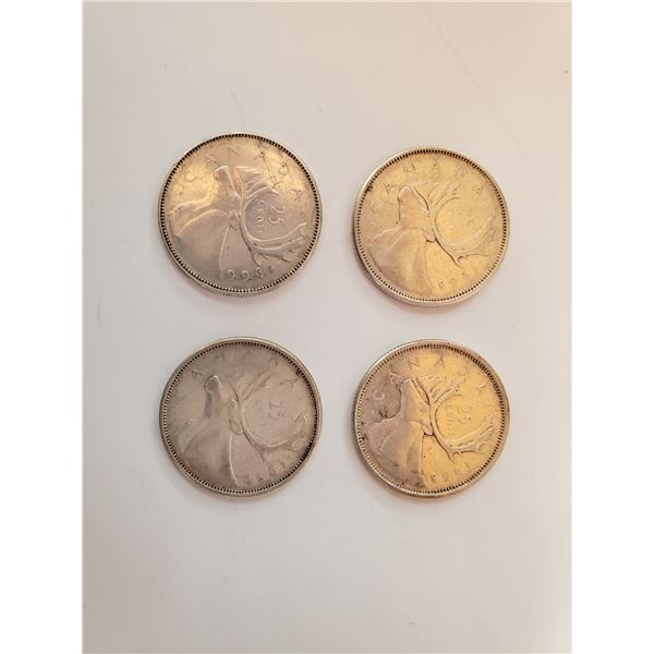 Lot of 4 .800 silver quarters 25¢ coins