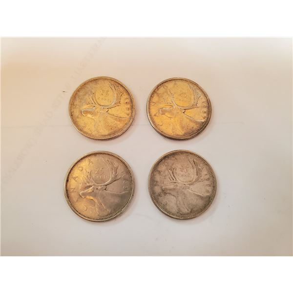 Lot of 4 .800 silver quarters 25¢ coins