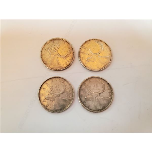 Lot of 4 .800 silver quarters 25¢ coins