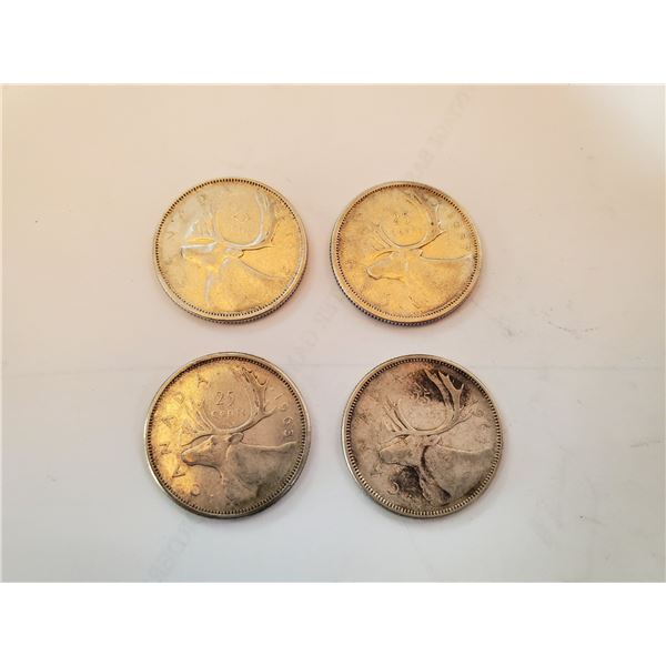 Lot of 4 .800 silver quarters 25¢ coins