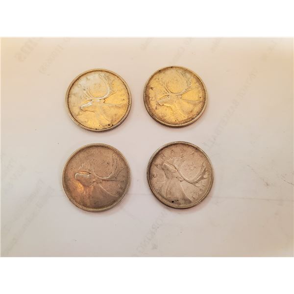 Lot of 4 .800 silver quarters 25¢ coins