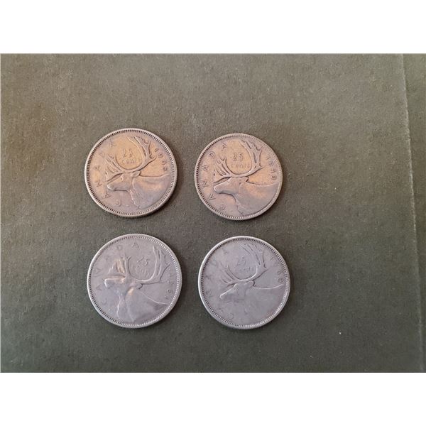 Lot of 4 .800 silver quarters 25¢ coins