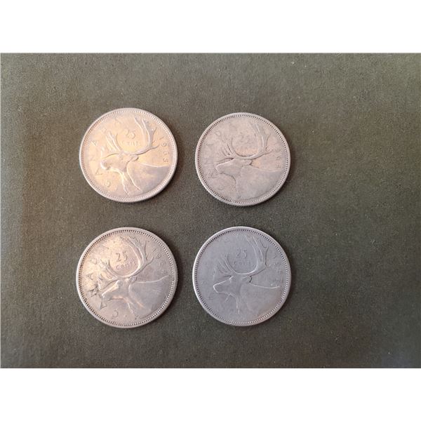 Lot of 4 .800 silver quarters 25¢ coins