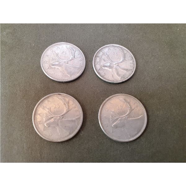 Lot of 4 .800 silver quarters 25¢ coins
