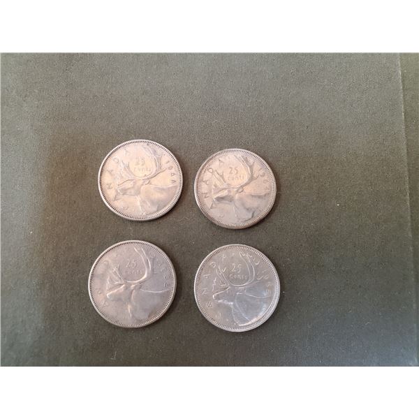 Lot of 4 .800 silver quarters 25¢ coins