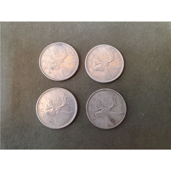 Lot of 4 .800 silver quarters 25¢ coins
