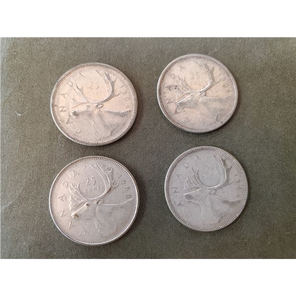 Lot of 4 .800 silver quarters 25¢ coins