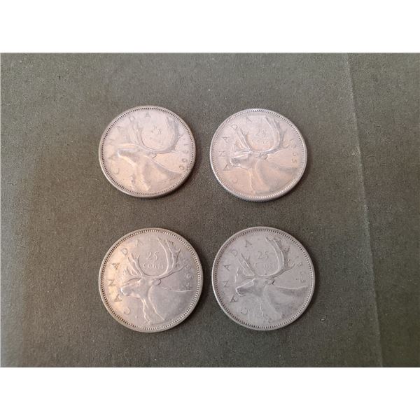 Lot of 4 .800 silver quarters 25¢ coins