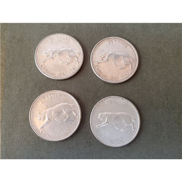 Lot of 4 1967 silver quarters