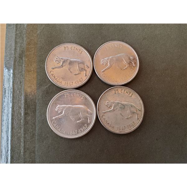 Lot of 4 1967 silver quarters