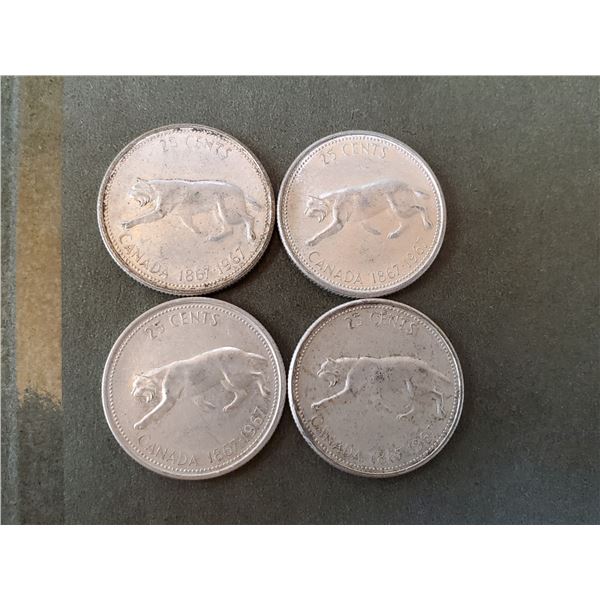 Lot of 4 1967 silver quarters